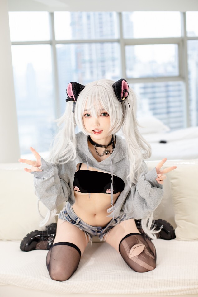 神沢永莉 - ckt♡前开卫衣黑丝牛仔裤 [88P-868MB]