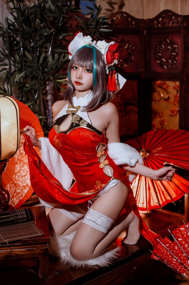 二佐Nisa - 碧蓝柴郡旗袍 [32P-591MB]