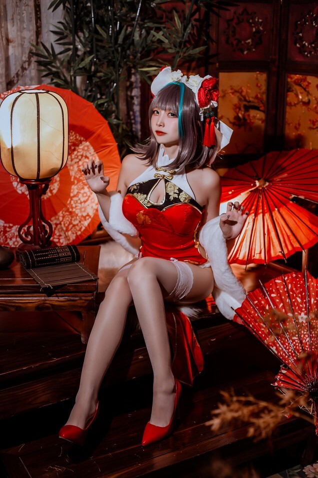 二佐Nisa - 碧蓝柴郡旗袍 [32P-591MB]